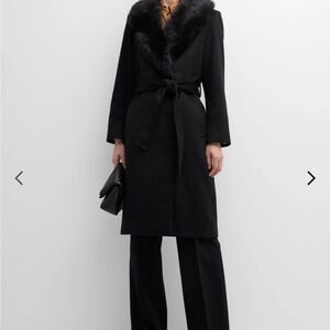 Sofia Cashmere Cashmere Wrap Coat with Shearling Collar NWOT